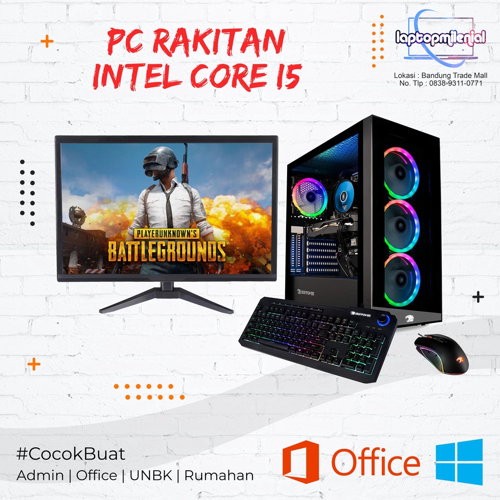 PC Full Set Murah Intel Core I5 Ram 8GB SSD 120GB HDD 500GB LED 19&quot; Cocok Buat Office Siap Pakai Bergaransi