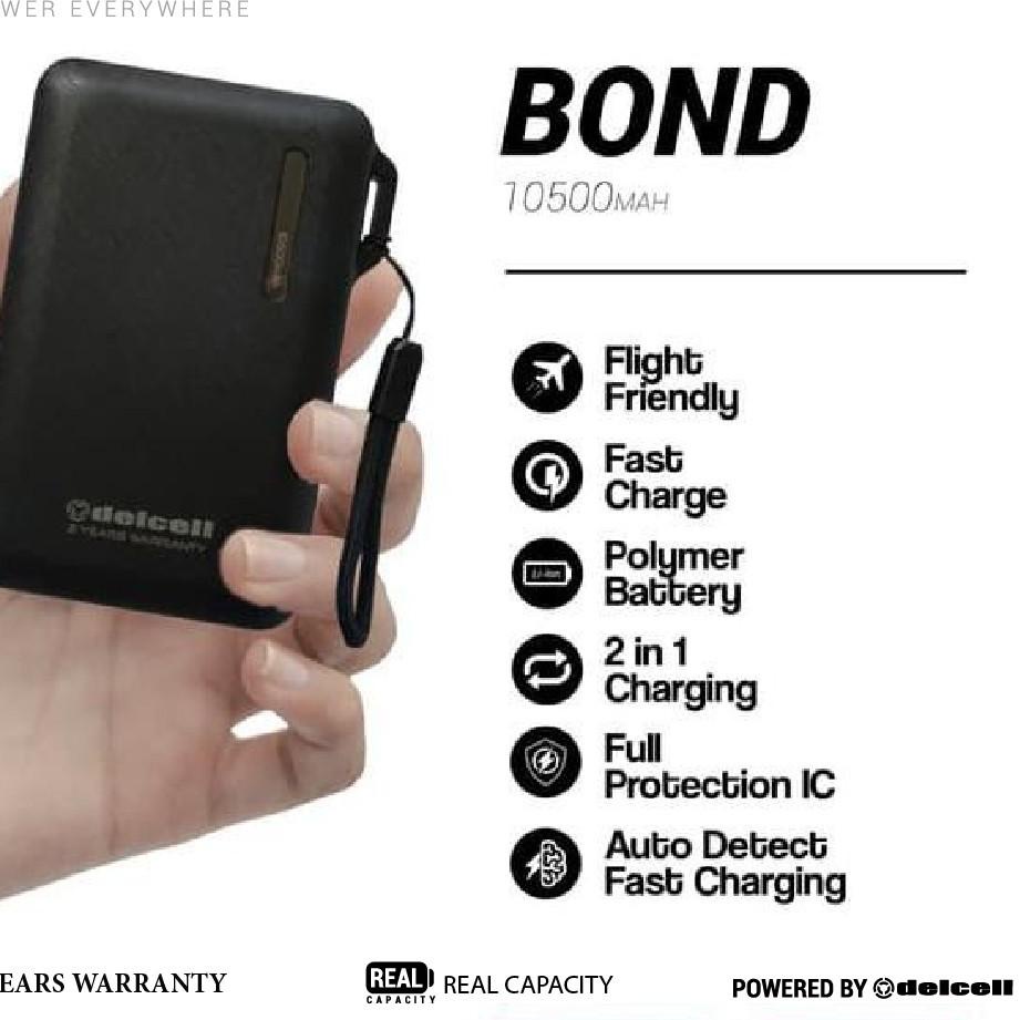 Best Stock Delcell 10500mAh Powerbank BOND Real Capacity Small Powerbank Garansi Resmi 2 Tahun Flight