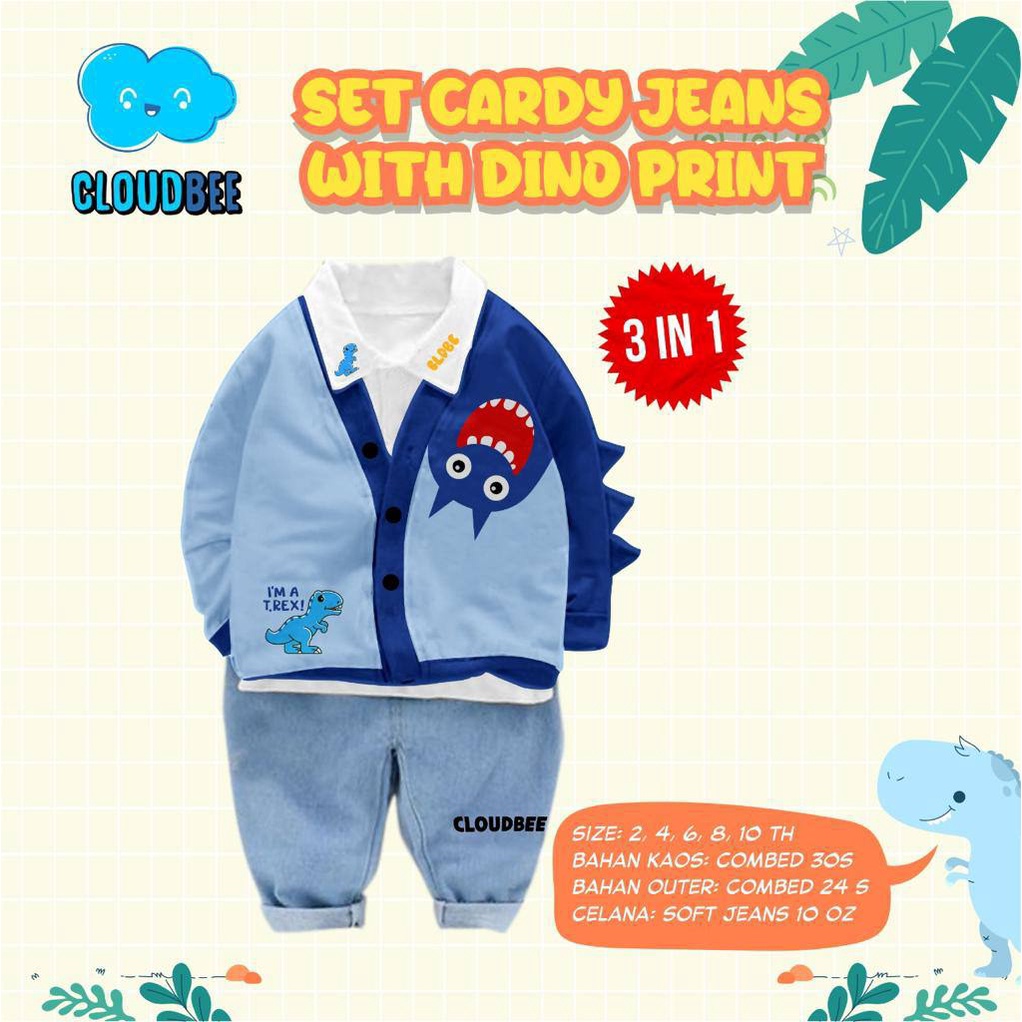 SET CARDY JEANS WITH DINO PRINT