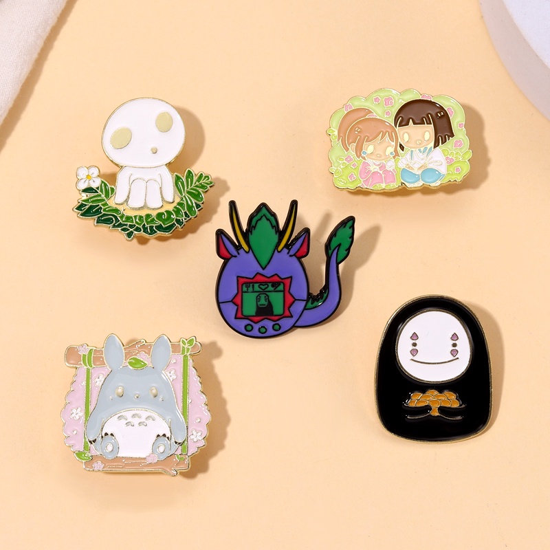 Klasik Anime Chihiro Haku Enamel Pin Totoro Lucu Ada Wajah Man Bros Lencana Kerah Pin Kartun Perhiasan Hadiah Untuk Anak-Anak Teman