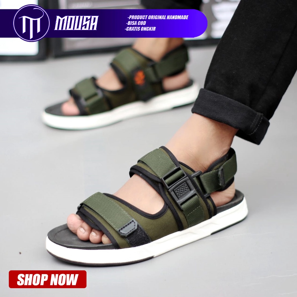 Sepatu Sandal Gunung Traveling Pria Casual Kekinian Murah Hitam Mousa Gun