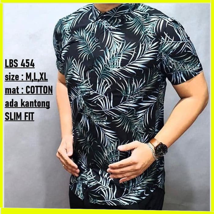 KEMEJA PRIA BATIK LENGAN PENDEK HEM BAHAN KATUN HALUS 40S LBS 454 MEWAH PREMIUM BAJU ELEGANT SIZE M L XL  SKU MS JAKARTA