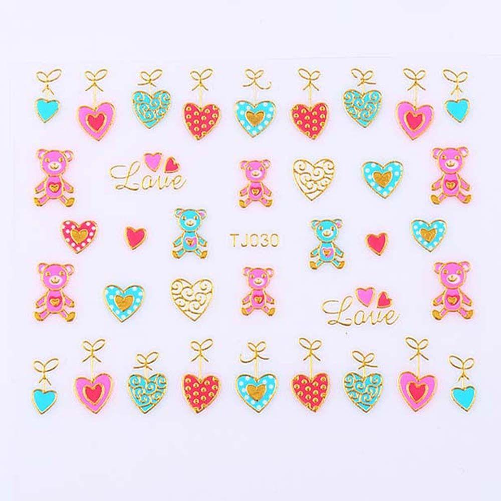 Mxbeauty Anak Stiker Kuku Anak-Anak Perekat Diri Manikur Aksesoris Bunga Bronzing Nail Stickers