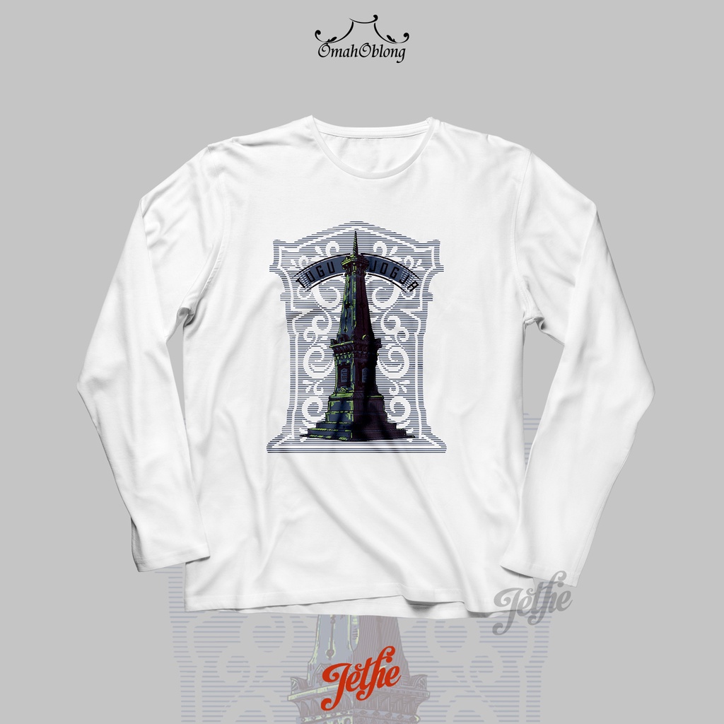 Kaos Slimfit Lengan Panjang Omah Oblong Seri Jogja T-Shirt 'TUGU JOGJA' Baju Kaos Wanita Soft Cotton