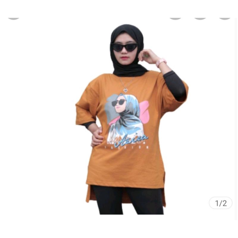 KAOS AZIRA/kaos Tunik oversize /Tunik basic women Hijab,s bahan cotton komded 24 s ajira fashion
