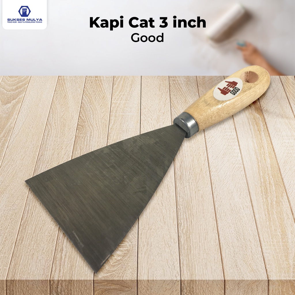 Good kapi cat gagang kayu 3 in pisau dempul 3" Skraper Skrap Pengerok Cat / Kapi cat gagang kayu / K