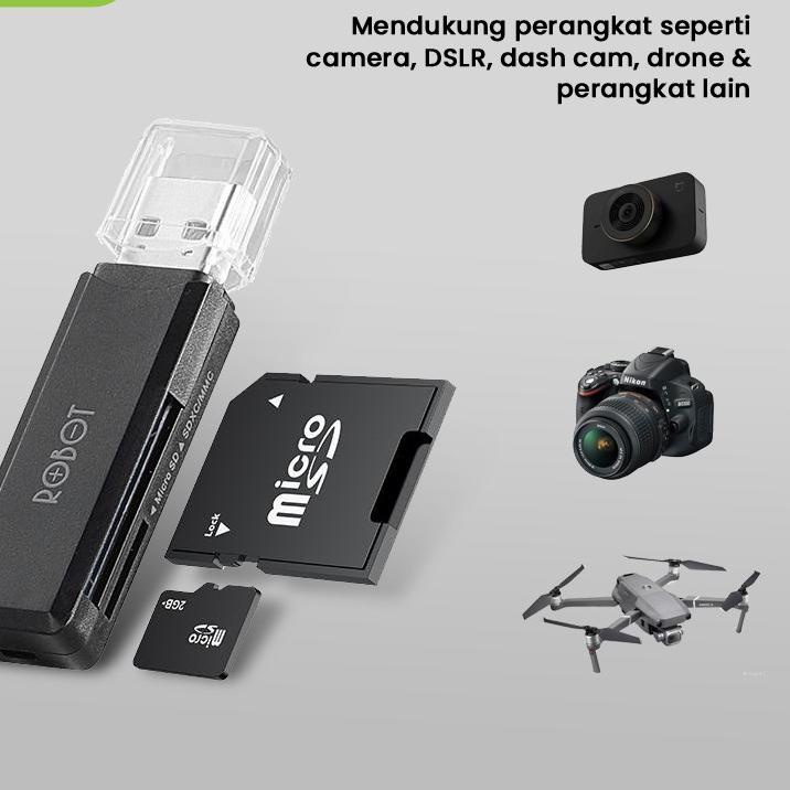 WOW BANGET CARD READER ROBOT RT-CR102 USB3.0 Cap Desgn With 2 Slot TF / SD - ORIGINAL Garansi 1 Tahu