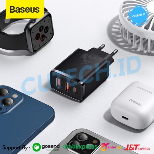 BASEUS KEPALA CHARGER QUICK CHARGING TYPE C + DUAL USB 30W PD FAST CHARGE