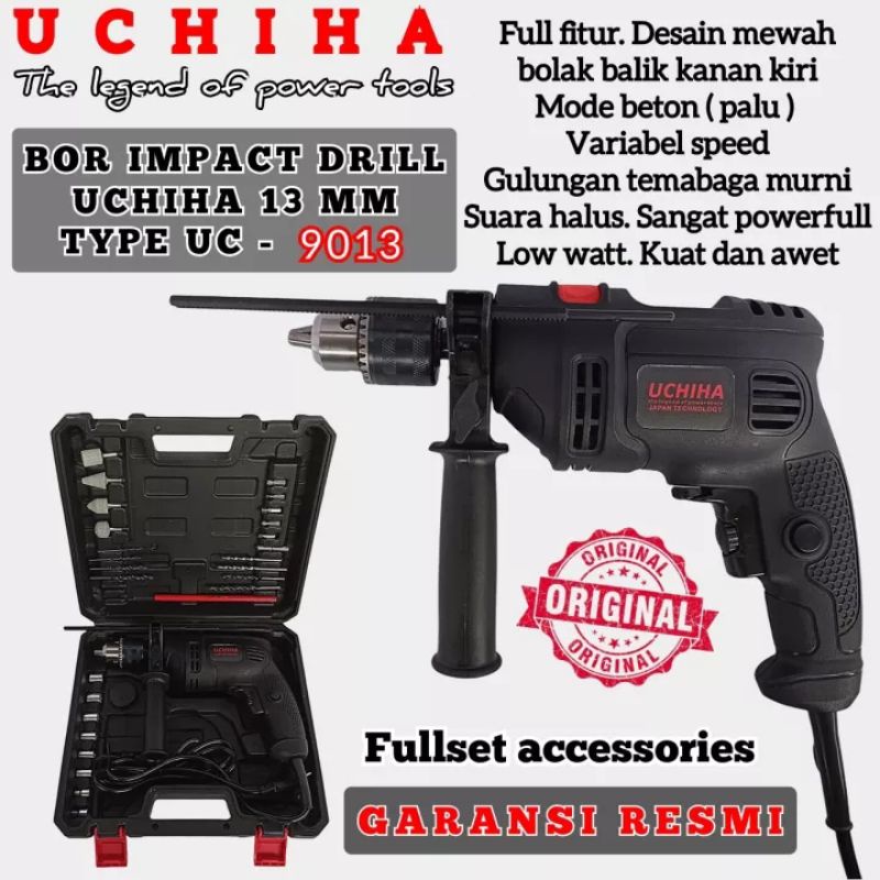 Bor Listrik UCHIHA JAPAN  type UC-9013  13mm Impact Dril FULSET accessories KOPER hitam