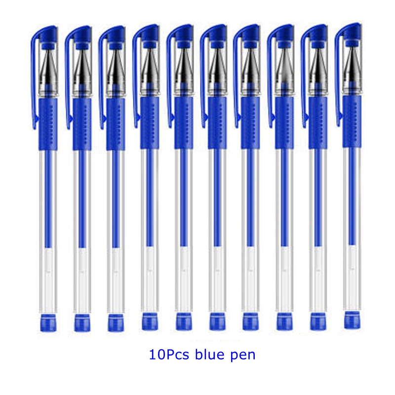 10pcs Bolpoin+Refill Set Hitam Biru Merah Tinta Peluru 0.5mm Gel Pulpen Sekolah&amp;amp;Perlengkapan Kantor Alat Tulis Dengan Free