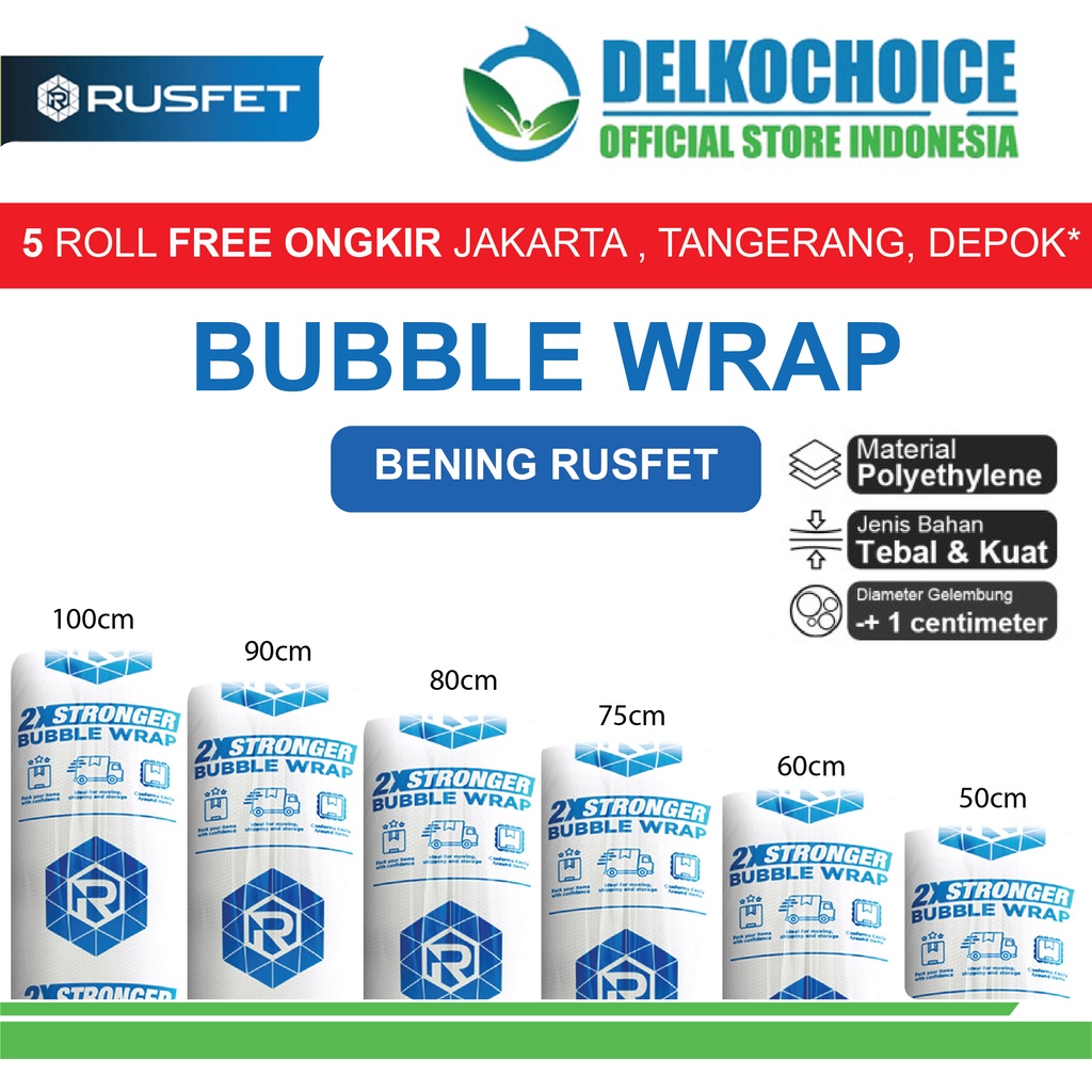 

Plastik Bubble Wrap Packing RUSFET BENING 50M TEBAL Bubblewrap ROLL