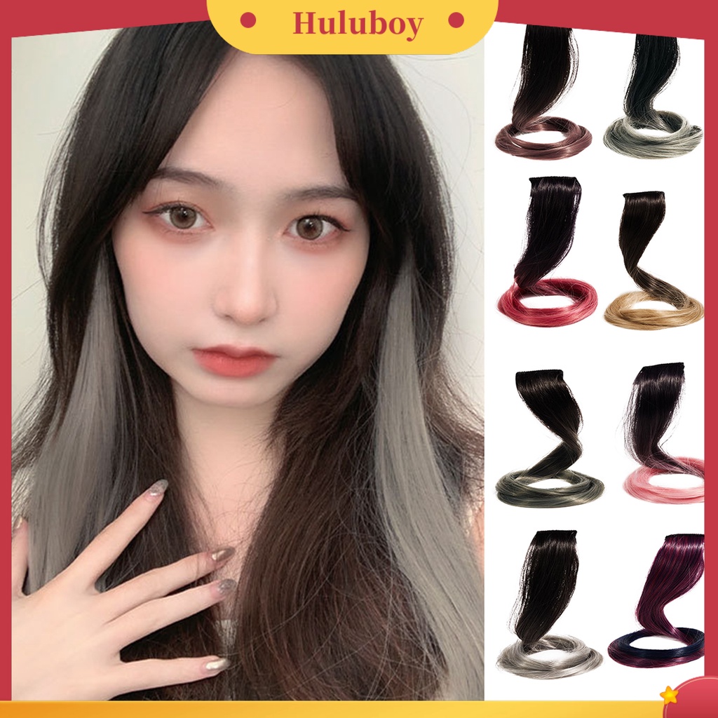 1 Set Rambut Palsu Extensions Highlight Adjustable Warna-Warni Untuk Wanita