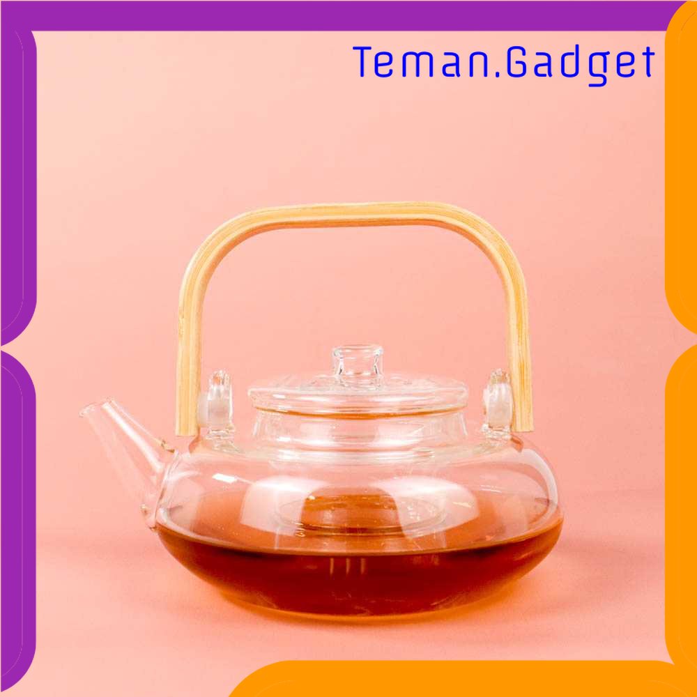 TG - DPR One Two Cups Teko Pitcher Gagang Kayu Glass Teapot Japanese Style - 8CV101