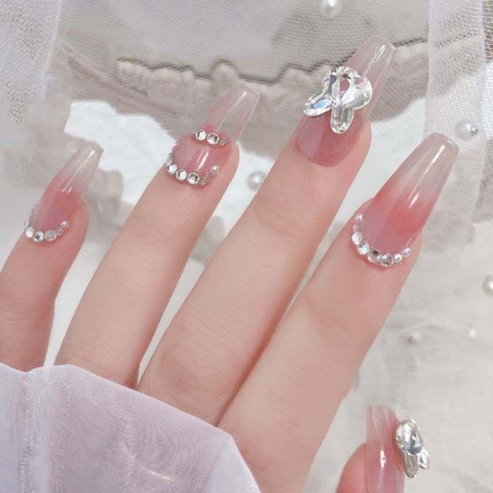 AUGUSTINA Agustina Kelinci Nail Art Rhinestones Wanita Jepang Mewah Manikur Aksesoris Hiasan Kuku 3D Perhiasan Kuku