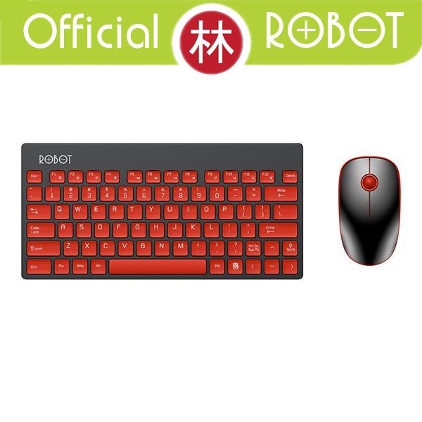 Robot KM3000 Portable Mini Wireless Keyboard &amp; Mouse Combo - MERAH HITAM