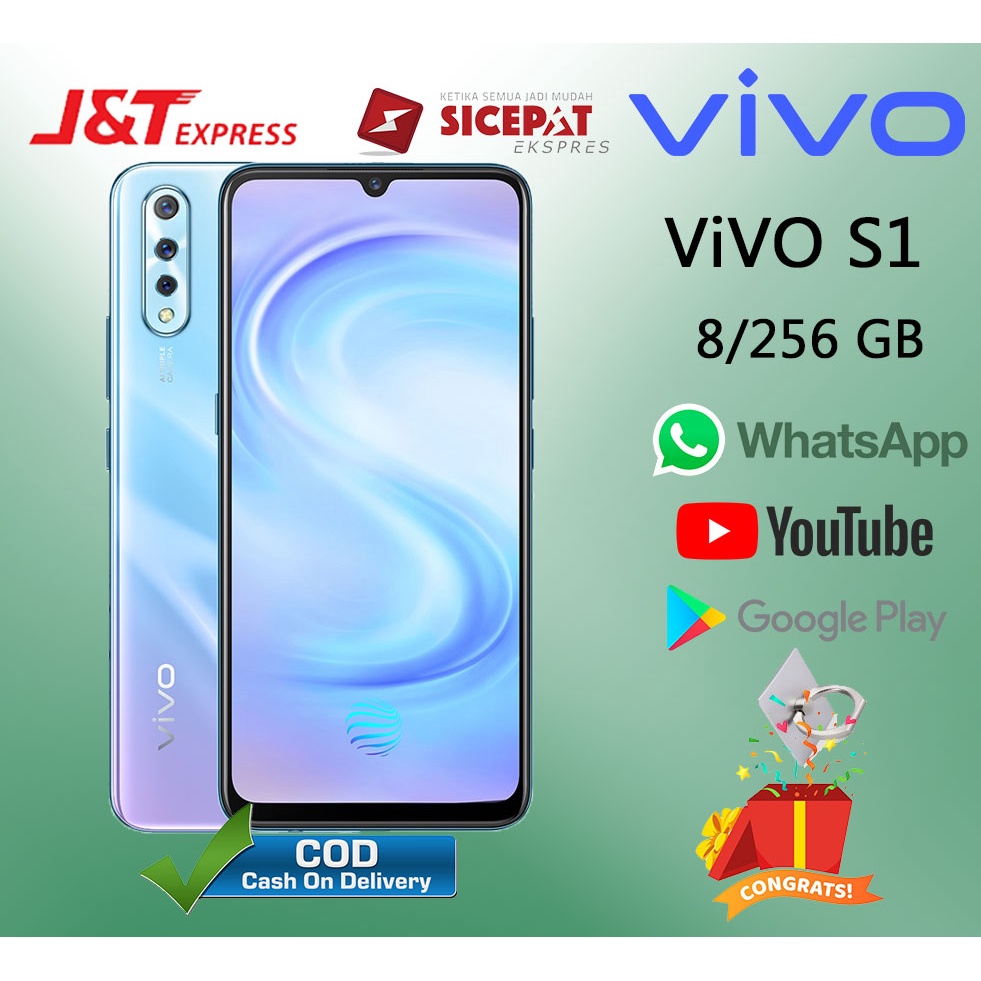 HP VIVO S1 Ram 8/256GB Smartphone 4G LET 6.38 inches Layar Tetesan Air 16MP+32MP Handphone COD Indonesia