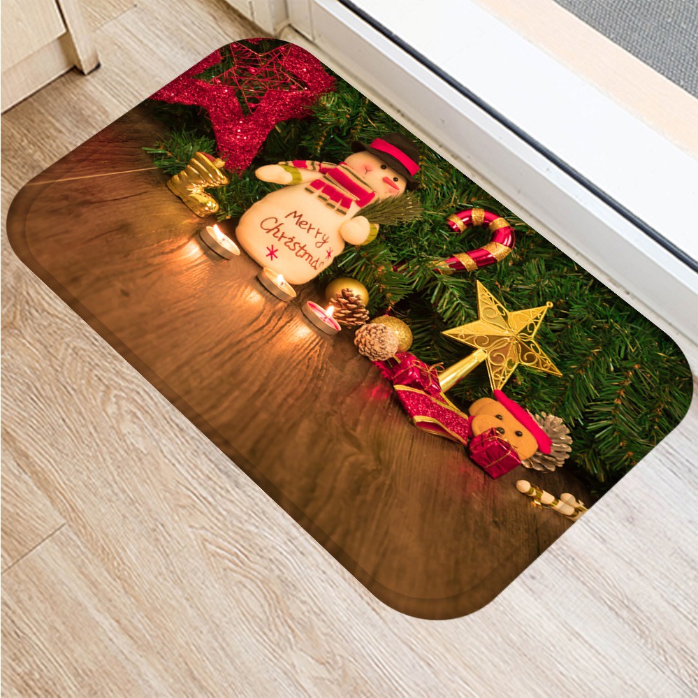 Keset Kaki Natal PREMIUM Antil slip 40 x 60cm Merry Chirstmas Xmas Bulu Halus Tebal Lembut Mat Pintu Kamar Tidur Mandi Tamu Doormat