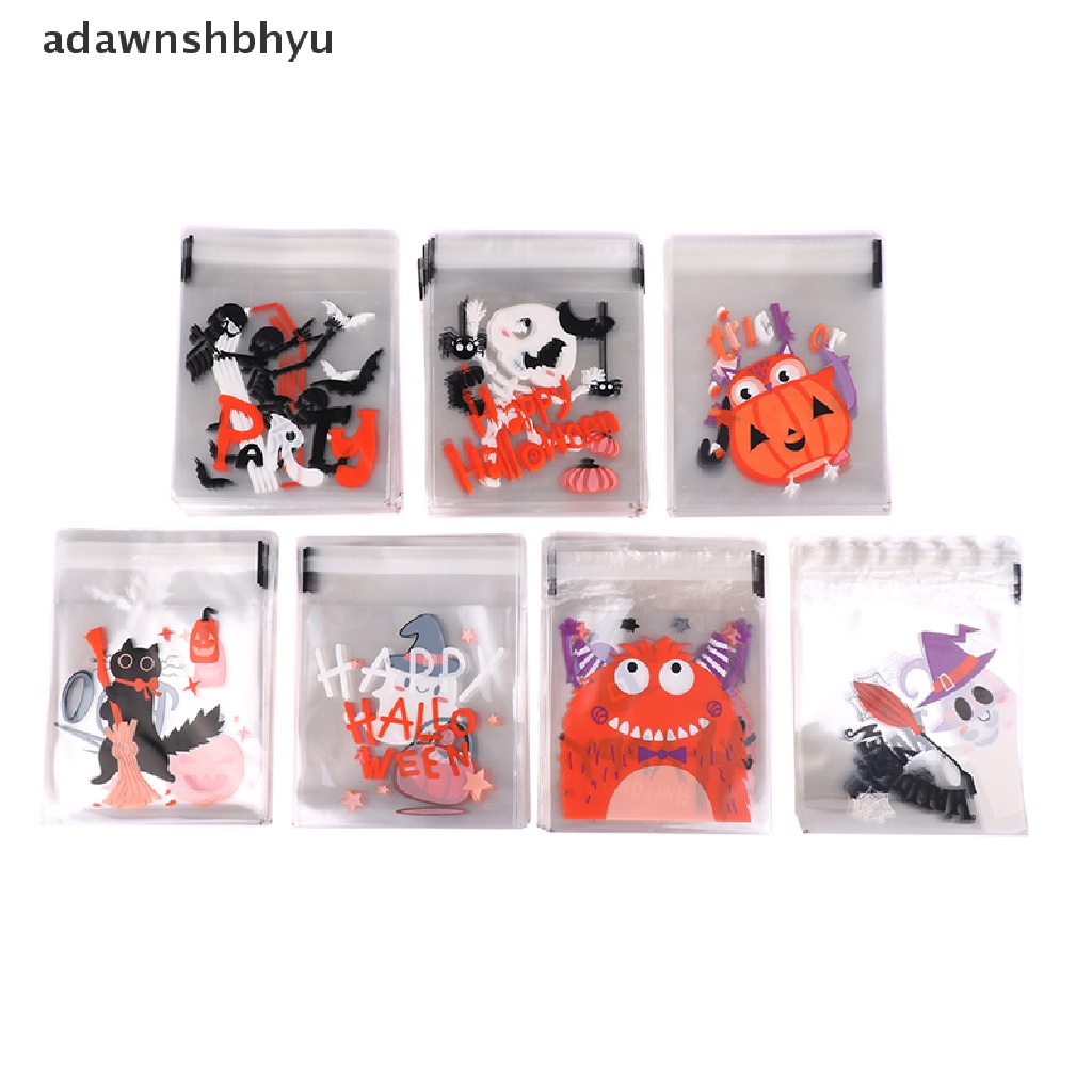 Adawnshbhyu 100 Pcs Halloween Ghost Candy Bag Decor Trick Or Treat Tas Hadiah Perlengkapan Pesta ID