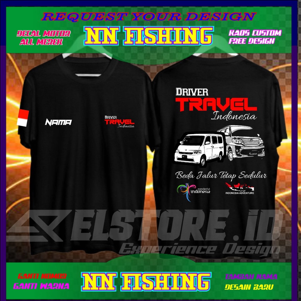 KAOS TRAVEL MANIA INDONESIA, BISA CUSTOM NAMA,LOGO,TULISAN SENDIRI, BAJU PREMIUM PRIA DAN WANITA TRA