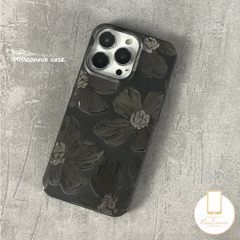IPHONE Case Compatible Untuk Iphone11 13 12 14 Pro Max7 8 Plus XR X XS Max SE 2020 INS Fashion Retro Lukisan Minyak Bunga Full Body Glossy Halus Lembut TPU Pelindung Penutup Belakang