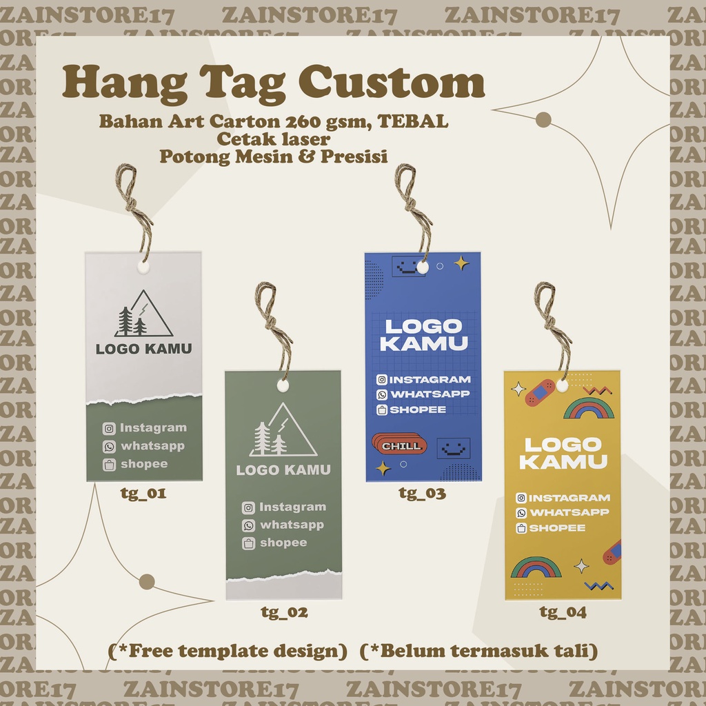 

HANG TAG BAJU CUSTOM / HANGTAG LABEL MERK UNTUK BAJU DAN PRODUK / FREE DESIN & CUTTING