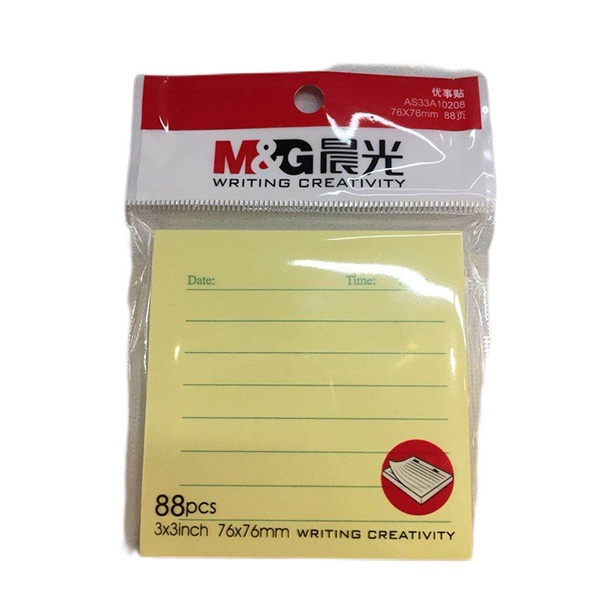 

Sticky Notes 3x3 M&G 109601 88 Sheets Lined 76x76mm