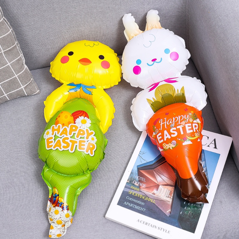 [Harga Grosir] Balon Bentuk Ayam Kelinci Main Mainan Anak Kekinian Balon Foil Tiup Aluminium Happy Easter Atmosphere Ornament Keluarga Sekolah Festival Dekorasi Props