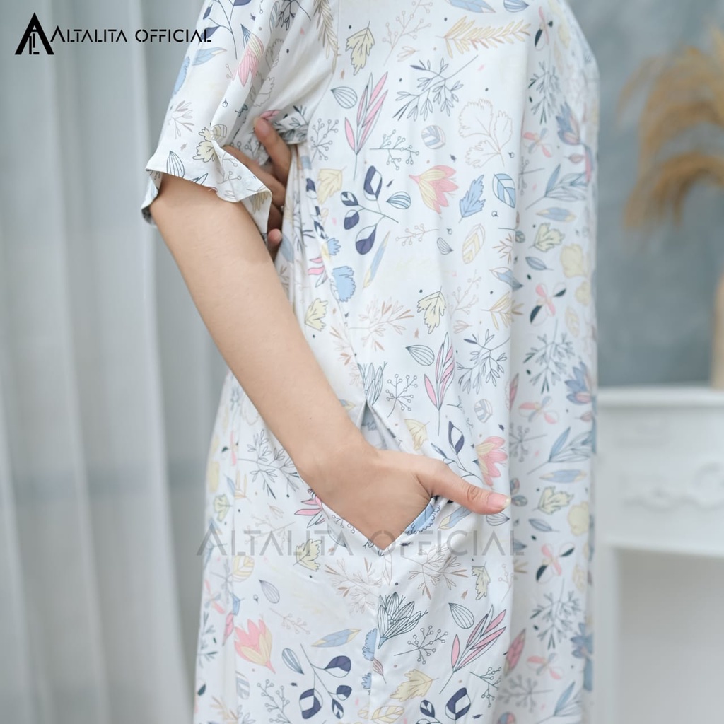 Altalita - Daster Habel Panjang Semata Kaki Busui Lengan Tangan Pendek Jumbo LD 120 Bahan Rayon Premium Motif Kekinian Non Ruffle