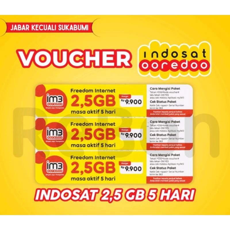 VOUCHER INDOSAT 2,5 GB 5 HARI