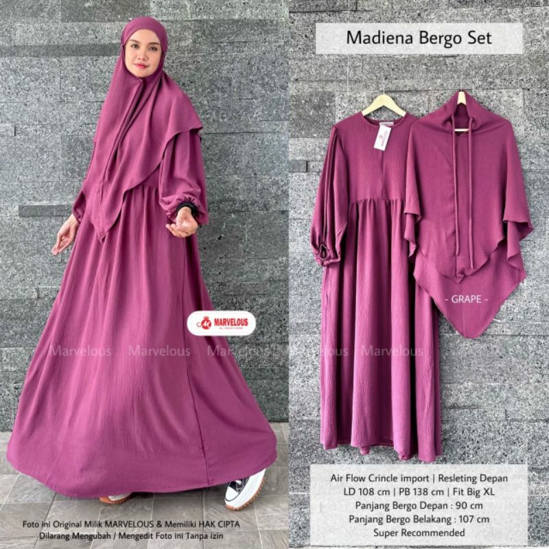 MADIENA BERGO SET ORI MARVELOUS | Dress+Jilbab | Airflow import Busui