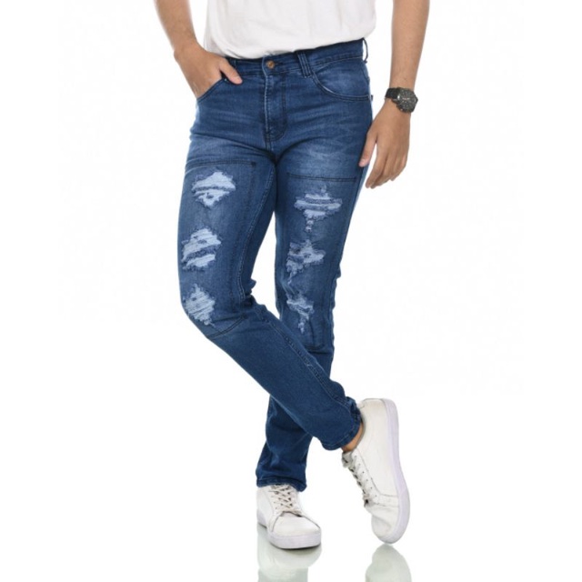 Wisdom - Celana Skinny Jeans Ripped Biothink Underline - Denim Pants Pria Ripped -Stretch