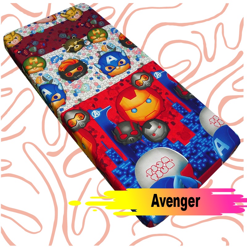 SPREI KARET KATUN PREMIUM 90/100/120 MOTIF ANAK KARTUN COWO IRON MAN IRON MEN JAGOAN SUPER HERO MARV