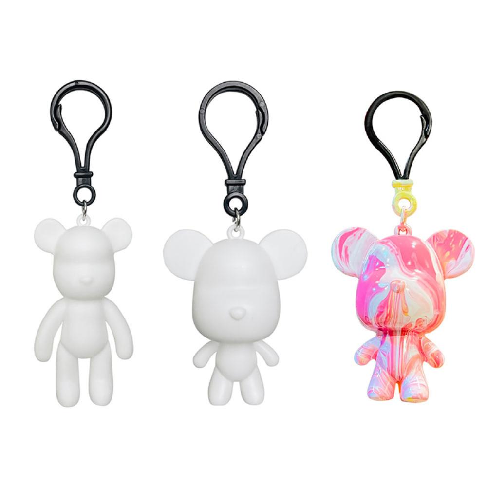 Timekey 5-7 cm Putih Embrio Graffiti Bear Set Handmade DIY Graffiti Keychain Manual Mainan Orang Tua-Anak Natal Tahun Baru Graffiti Mainan N6Y1