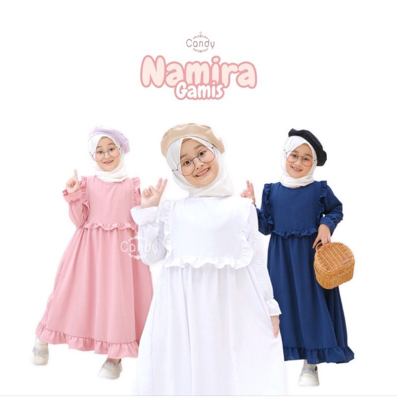 Gamis anak Namira usia 1-5 tahun | gamis dress anak perempuan crinkle polos