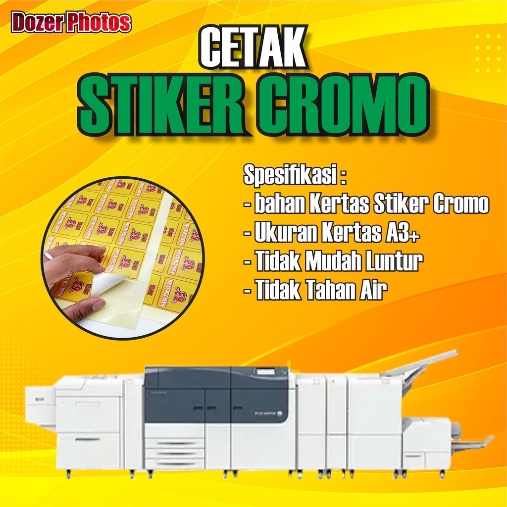 

(TERMURAH) CETAK STIKER CROMO, STIKER BONTAK A3+, CUTTING DAN NON CUTTING