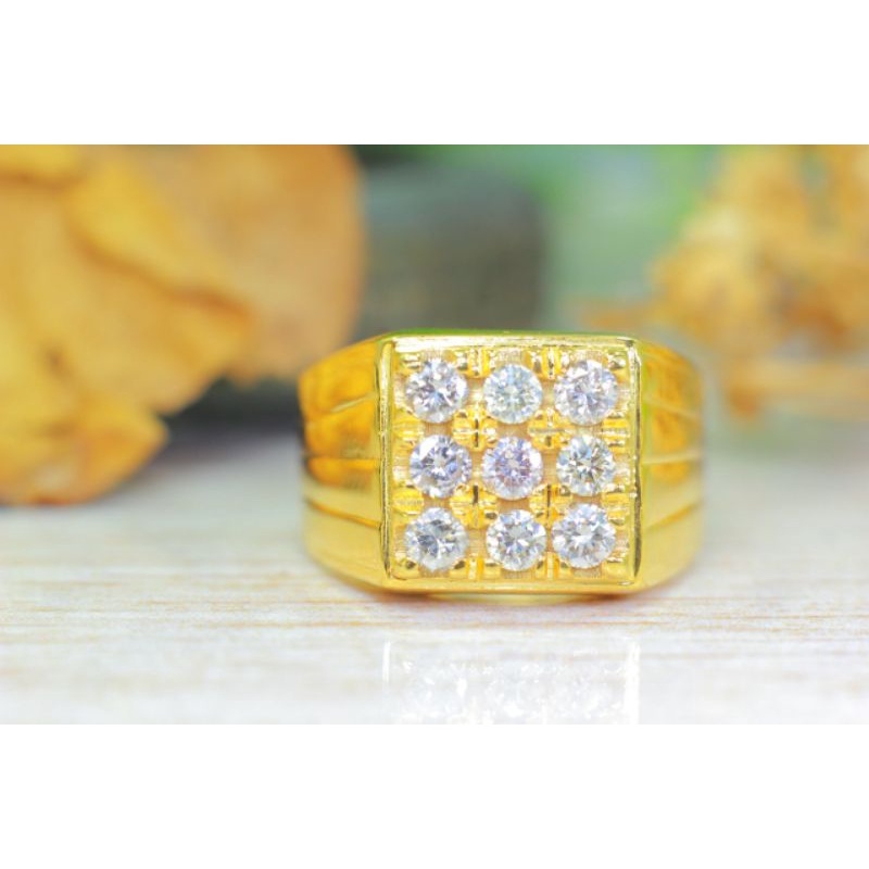 cincin pria emas full berlian simpel elegan