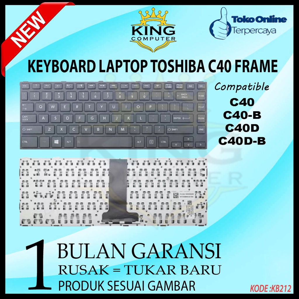 Keyboard Laptop Toshiba Satellite C40 C40-B C40D C40D-B Frame
