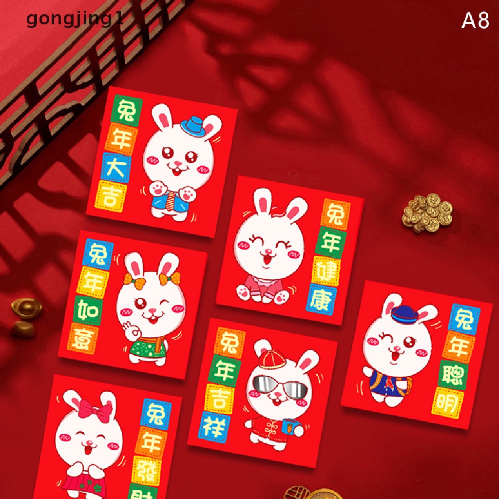 Ggg 6Pcs Year Of The Rabbit Spring Festival Tahun Baru Menebal Amplop Merah Lucu Beruntung Money Packet Amplop Merah Imlek Untuk Tahun Baru Greegs ID