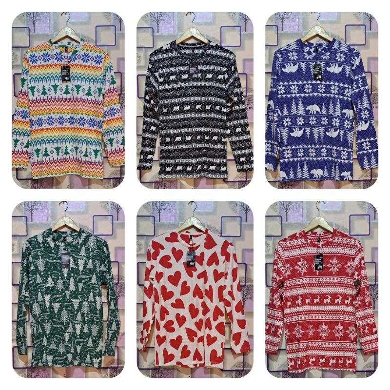 (CUCI GUDANG)kaos lengan panjang motif murah berkualitas premium/wanita/pria/cotton waffle premium