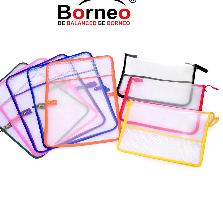 

↠ Borneo Map Resleting Zipper Bag Plastik Jaring 01 ❀