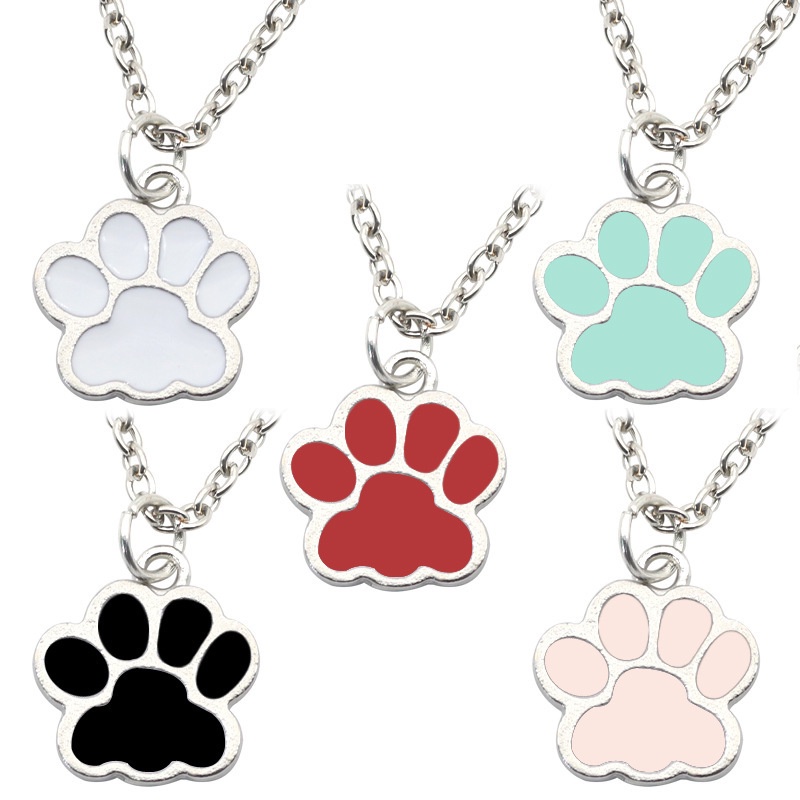 10pcs/set Kerajinan Untuk DIY Perhiasan Anting Kalung Jejak Kaki Pesona Lucu Cat Paw Print Liontin DIY Aksesoris Menetes Minyak Aksesoris Alloy Indah Kartun