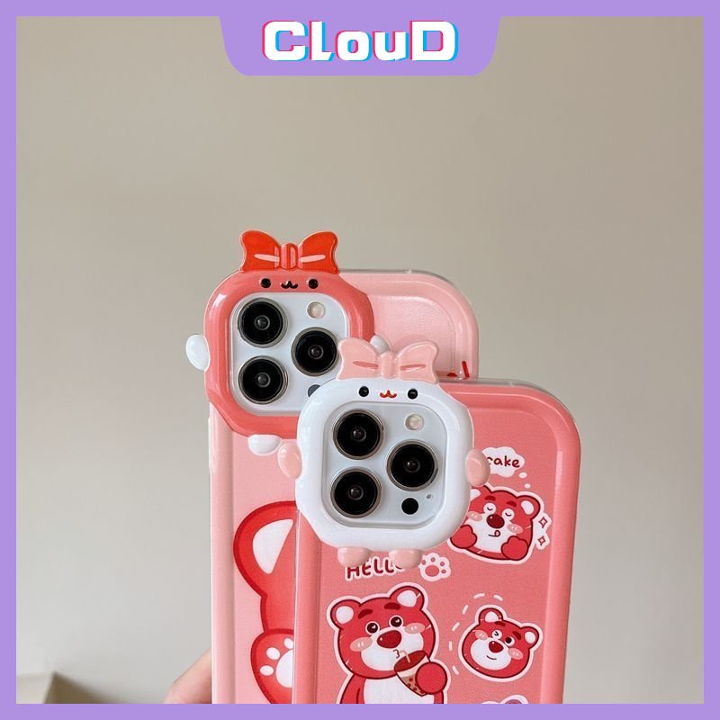 Casing Realme C35 C20A C12 C25 C25s C20 C25Y C3 C30 C17 C11 C21Y C15 C33 C21 C31 C2 8Pro 9i 7 5 8 9 7i 9Pro+5i 6i Cute Manyo 3D Bow Monster Lens Soft Tpu Kartun Beruang Case Tempat Kotak Makan