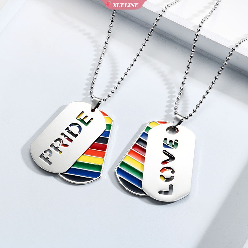 Kepribadian Fashion gay Pelangi tag Kalung Pria Dan Wanita Romantis Warna-Warni &quot;love is love&quot; tag Ganda Hadiah Pesta [ZXL]