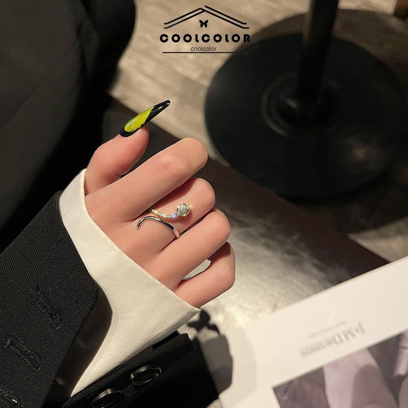 COD❤️Cincin Kristal Ular Adjustbale Desain Zircon Cincin Untuk Wanita- cl