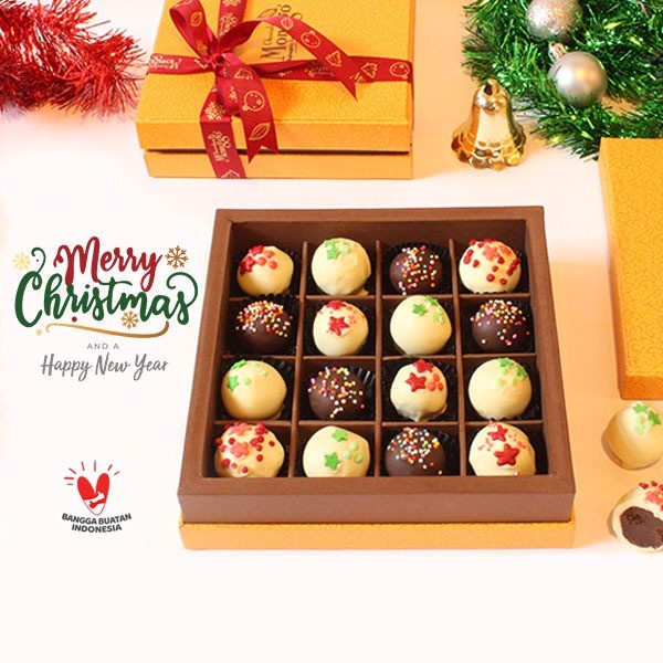 

[BEST SELLER] Christmas Chocolate Truffle Box 16 pcs l Chocolate Monggo l Gift Natal - Exclusive 16pcs