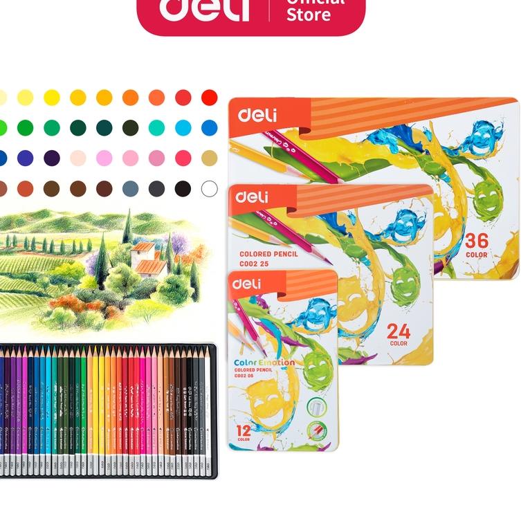 

[KODE PRODUK RHBFY6690] Deli Pensil Warna Celup Halus 12/24/36 Warna, Bentuk Segitiga Ergonomis EC00205 EC00225 EC00235