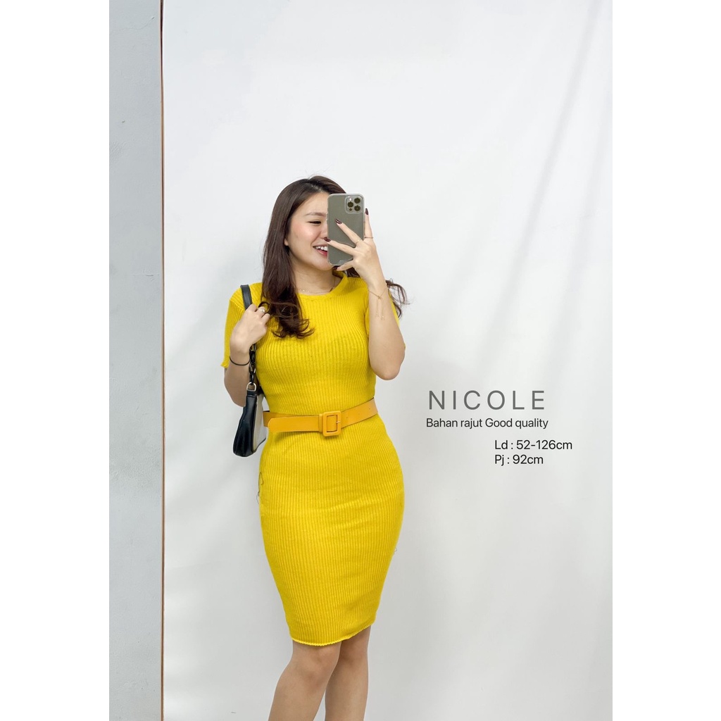 Toply shop Dres rajut nicole / Rajut premium strech / Dres korean style