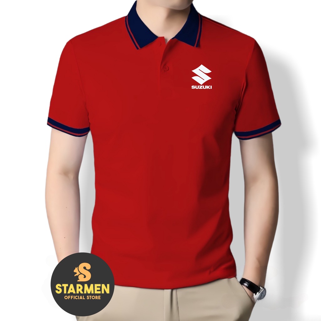 Kaos Polo Atasan Tshirt Pria Kerah Wangki Big List Logo SUZUKI