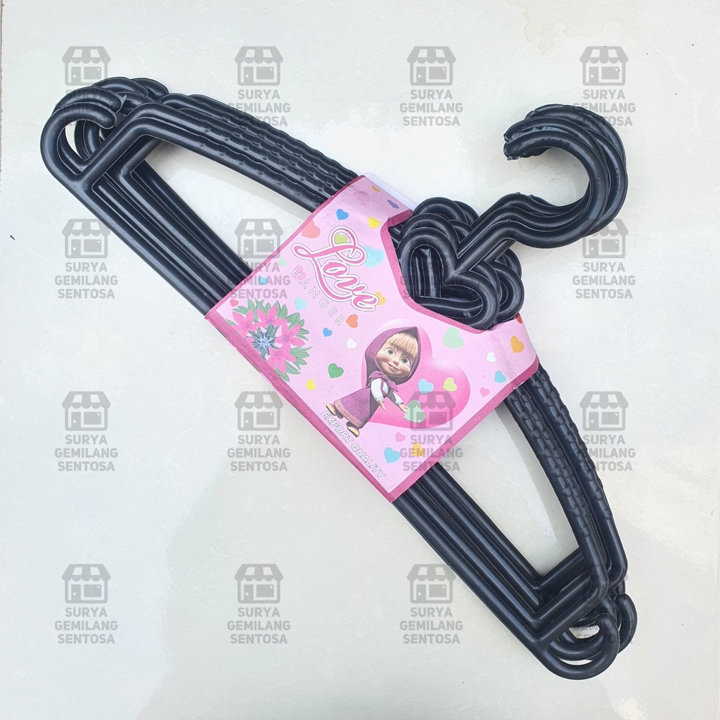 6Pcs Hanger Hitam Plastik Laundry