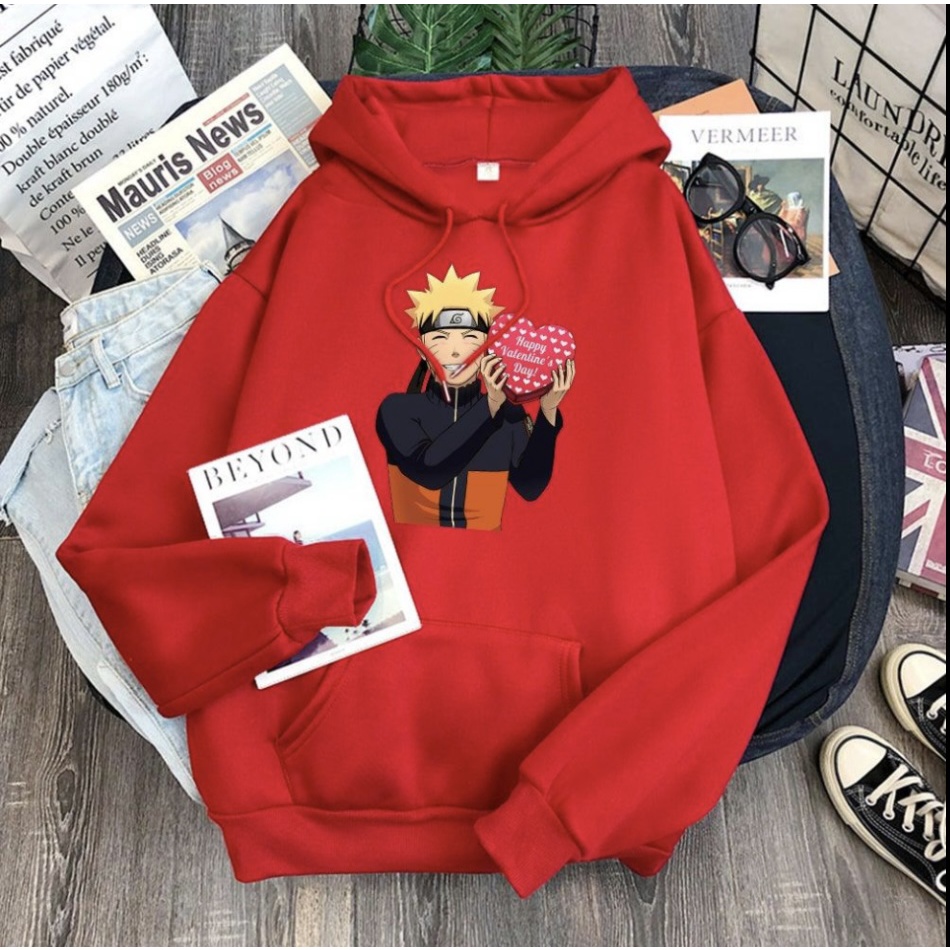 NARUTO Love anime Jumper Hoodie II  Sweater Hoodie Trendy II Sweter Oblong Topi Sz M - XL ( Pria &amp; Wanita / Anak &amp; Dewasa )